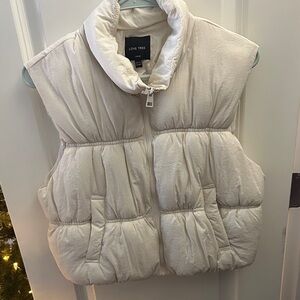 Love Tree Ivory Puffer Vest crop